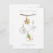 Kerst Ornamenten Cookie Chime Liefde Vreugde Vrede Feestdagenkaart (Voorkant / Achterkant)