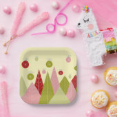 Kerst ornamenten en bomen papieren bordje (Feest)