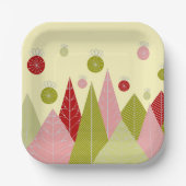 Kerst ornamenten en bomen papieren bordje (Voorkant)