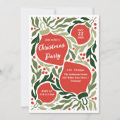 Kerst Ornamenten en Foliage Holiday Party Feestdagenkaart (Voorkant)