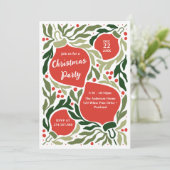 Kerst Ornamenten en Foliage Holiday Party Feestdagenkaart (Staand voorkant)