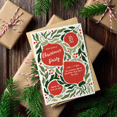 Kerst Ornamenten en Foliage Holiday Party Feestdagenkaart