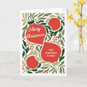 Kerst Ornamenten en Foliage Vakantie Foto Kaart (Gele Bloem)