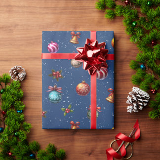 Kerst  Ornamenten en klokken Cadeaupapier