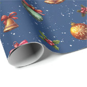 Kerst  Ornamenten en klokken Cadeaupapier (Rol Hoek)