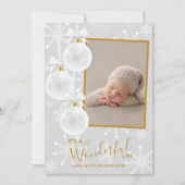 Kerst Ornamenten Foto Baby Geboorte Aankondiging (Voorkant)