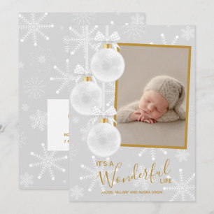 Kerst Ornamenten Foto Baby Geboorte Aankondiging