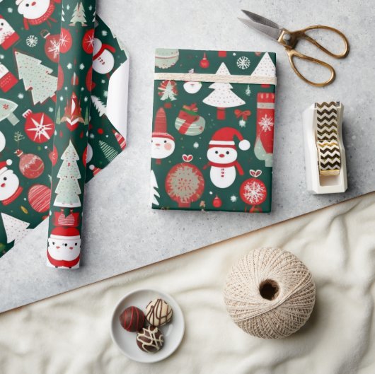 Kerst ornamenten groen decor Wrapping Papier (Crafts)
