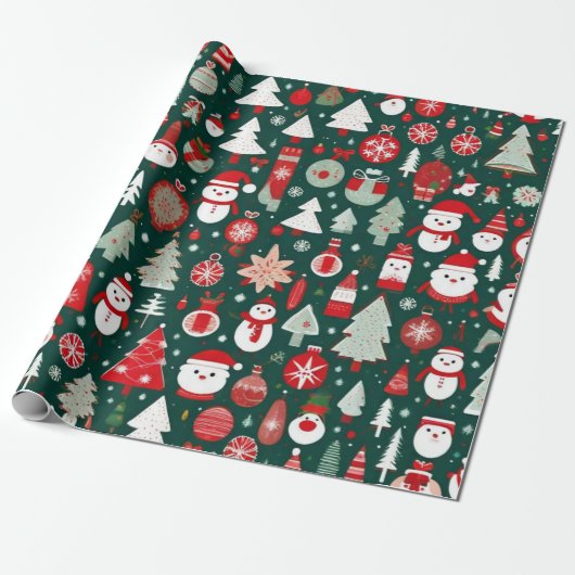 Kerst ornamenten groen decor Wrapping Papier (Uitgerold)