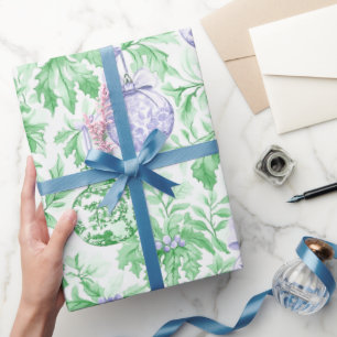 Kerst ornamenten groen paarse toilet cadeaupapier