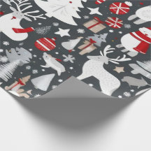 Kerst ornamenten in grijs decor Wrapping Paper