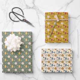 Kerst ornamenten inpakpapier set van 3 vel