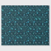 Kerst Ornamenten Lichten Bloemen Groene Kerst Cadeaupapier (Vlak)