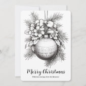 Kerst ornamenten lint pijnboombladeren kleuren feestdagenkaart (Voorkant)