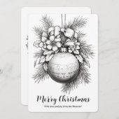 Kerst ornamenten lint pijnboombladeren kleuren feestdagenkaart (Voorkant / Achterkant)