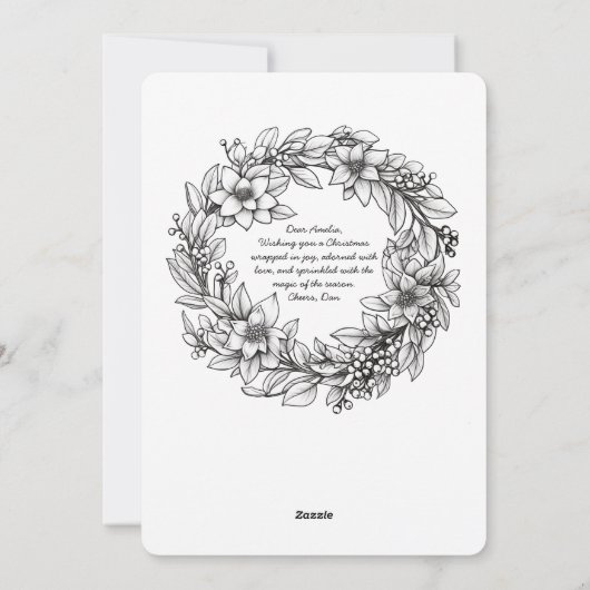 Kerst ornamenten lint pijnboombladeren kleuren feestdagenkaart (Achterkant)