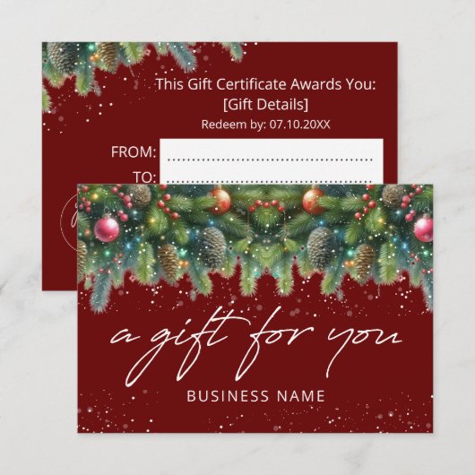 Kerst Ornamenten Logo Cadeaubon (Voorkant / Achterkant)