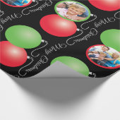 Kerst ornamenten op zwart & 5 fotolijsten cadeaupapier (Hoek)