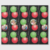 Kerst ornamenten op zwart & 5 fotolijsten cadeaupapier (Vlak)