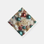 Kerst Ornamenten Parels Goud Rode Kralen Servet (Hoek)