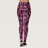 Kerst ornamenten patroon.pink.07 Zwart BG Leggings (Achterkant)