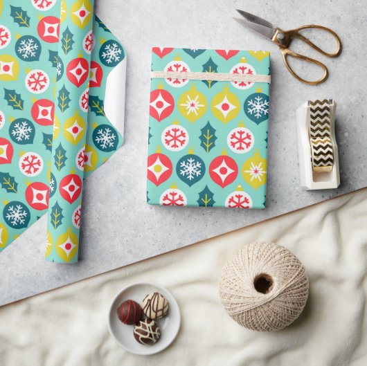 Kerst Ornamenten Patroon Vakantie Gift Cadeaupapier (Crafts)