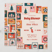 Kerst ornamenten postzegel baby shower kaart (Voorkant / Achterkant)