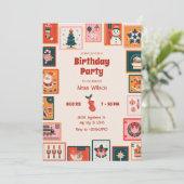 Kerst ornamenten postzegel verjaardag kaart (Staand voorkant)