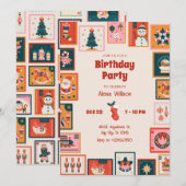 Kerst ornamenten postzegel verjaardag kaart (Voorkant / Achterkant)