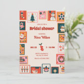 Kerst ornamenten postzegel vrijgezellenfeest kaart (Staand voorkant)