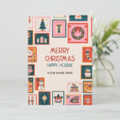 Kerst ornamenten postzegels feestdagenkaart (Staand voorkant)