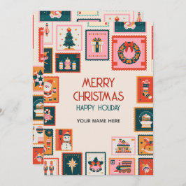 Kerst ornamenten postzegels feestdagenkaart