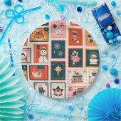 Kerst ornamenten postzegels papieren bordje (Feest)