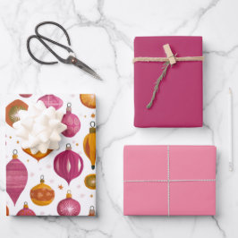 Kerst Ornamenten Retro Inpakpapier Vel