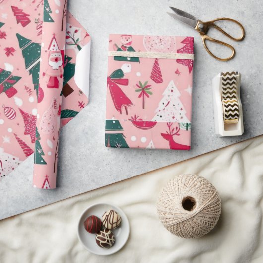 Kerst ornamenten roze decor Wrapping Papier (Crafts)