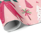 Kerst ornamenten roze decor Wrapping Papier (Rol Hoek)