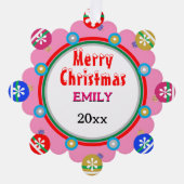 Kerst Ornamenten Roze Rood MEISJE NAAM (Voorkant)