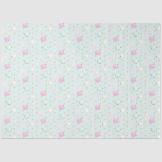 Kerst Ornamenten Snoep Canes Groene Kerst Tissuepapier (Voorkant)