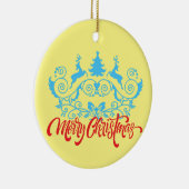 Kerst, ornamenten tweeling rendieren 19 L Geel BG (Rechts)