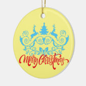 Kerst, ornamenten tweeling rendieren 19 L Geel BG (Links)