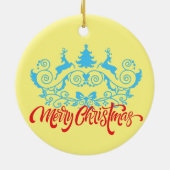 Kerst, ornamenten tweeling rendieren 19 L Geel BG (Achterkant)