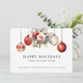 Kerst Ornamenten Vakantie Bloemen Nieuw Huis Aankondiging (Staand voorkant)