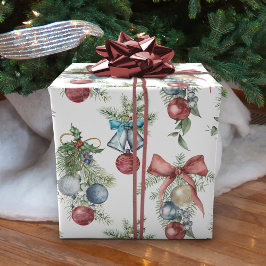 Kerst Ornamenten Waterverf Botanisch Cadeaupapier