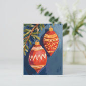 Kerst Ornamenten Waterverf Vakantie Briefkaart (Staand voorkant)