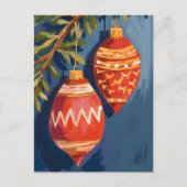 Kerst Ornamenten Waterverf Vakantie Briefkaart (Voorkant)