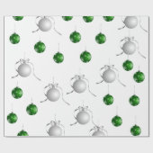 Kerst ornamenten zilver en groen cadeaupapier (Vlak)