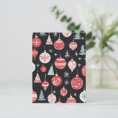 Kerst Ornamenten Zwart Briefkaart (Staand voorkant)