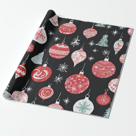 Kerst Ornamenten Zwart Cadeaupapier