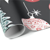 Kerst Ornamenten Zwart Cadeaupapier (Rol Hoek)