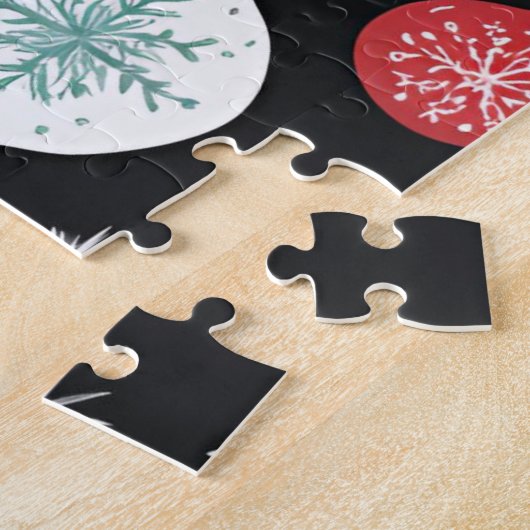 Kerst Ornamenten Zwart Legpuzzel (Zijkant)
